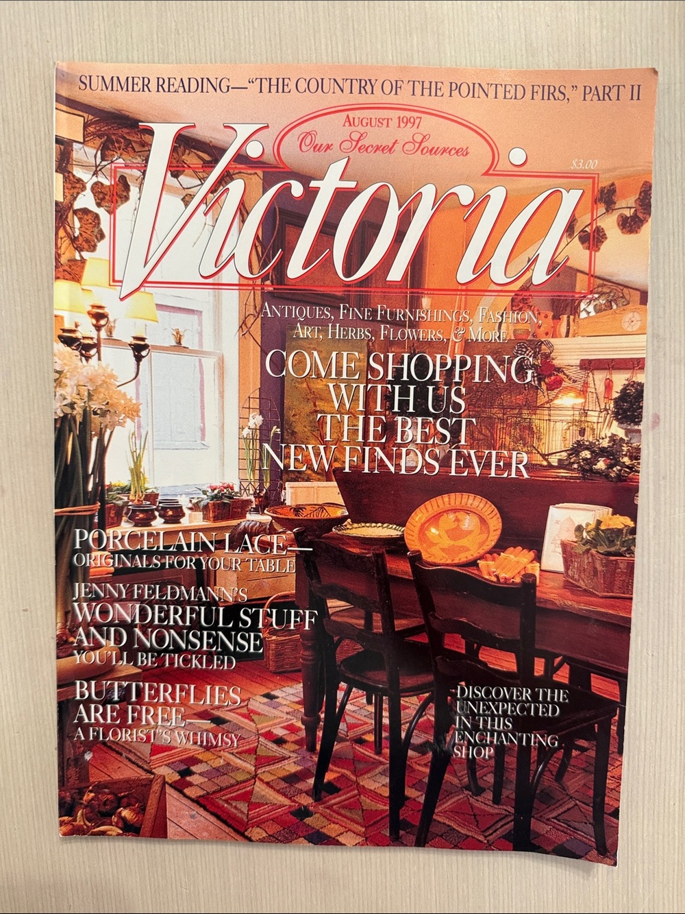 Victoria August 1997 Magazine Country Garden Secret Cover 90s Lace Shopping